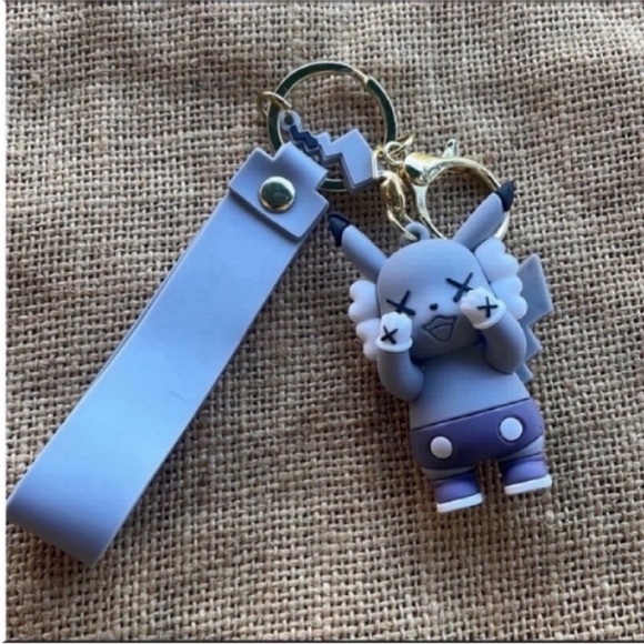 Pikachu Gray key ring Key Chain bag Charm Key fob  pendant New Cute In S… - Picture 8 of 10